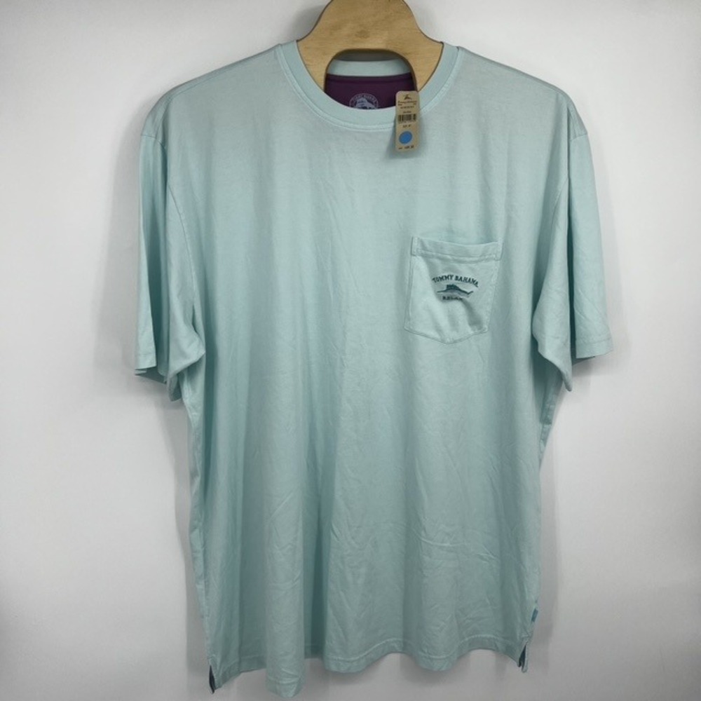 NWT Tommy Bahama Bali High Tide Pima Cotton Light Blue Pocket T-Shirt Size 3XT